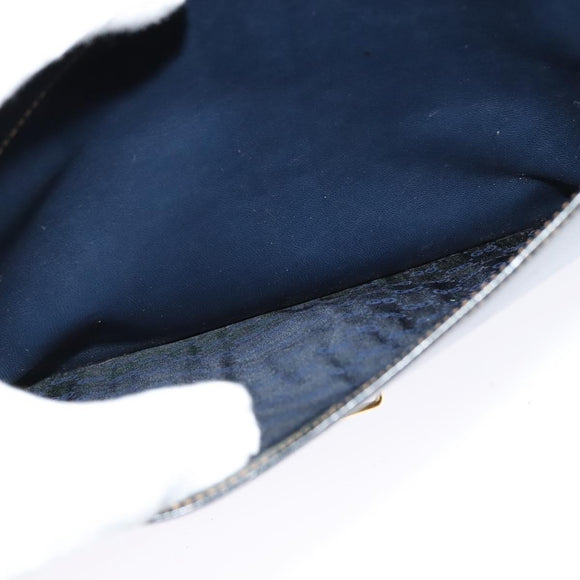 GUCCI Shoulder Bag Leather Navy Gold Auth BD2006