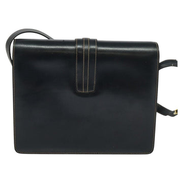 GUCCI Shoulder Bag Leather Navy Gold Auth BD2006 - 0