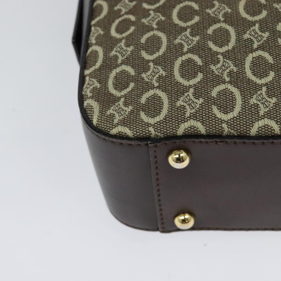 CELINE C Macadam Canvas Hand Bag Beige Gold Auth BD2013