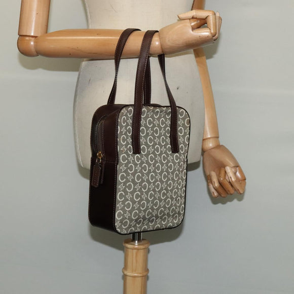 CELINE C Macadam Canvas Hand Bag Beige Gold Auth BD2013
