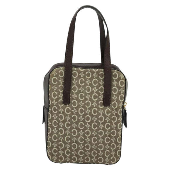 CELINE C Macadam Canvas Hand Bag Beige Gold Auth BD2013