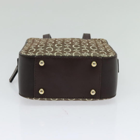 CELINE C Macadam Canvas Hand Bag Beige Gold Auth BD2013