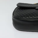 BALLY Quilted Chain Shoulder Bag Leather Black Gold Auth BD2017-9