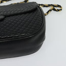 BALLY Quilted Chain Shoulder Bag Leather Black Gold Auth BD2017-14