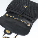 BALLY Quilted Chain Shoulder Bag Leather Black Gold Auth BD2017-10