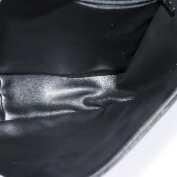 BALLY Quilted Chain Shoulder Bag Leather Black Gold Auth BD2017