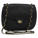 BALLY Quilted Chain Shoulder Bag Leather Black Gold Auth BD2017-1