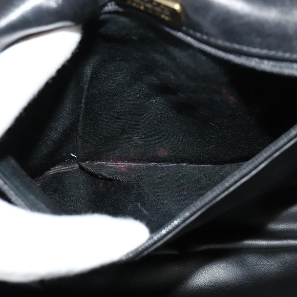 BALLY Quilted Chain Shoulder Bag Leather Black Gold Auth BD2017