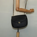 BALLY Quilted Chain Shoulder Bag Leather Black Gold Auth BD2017-21