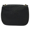BALLY Quilted Chain Shoulder Bag Leather Black Gold Auth BD2017-2