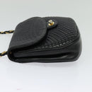 BALLY Quilted Chain Shoulder Bag Leather Black Gold Auth BD2017-3