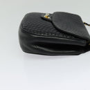 BALLY Quilted Chain Shoulder Bag Leather Black Gold Auth BD2017-4