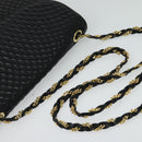 BALLY Quilted Chain Shoulder Bag Leather Black Gold Auth BD2017-7