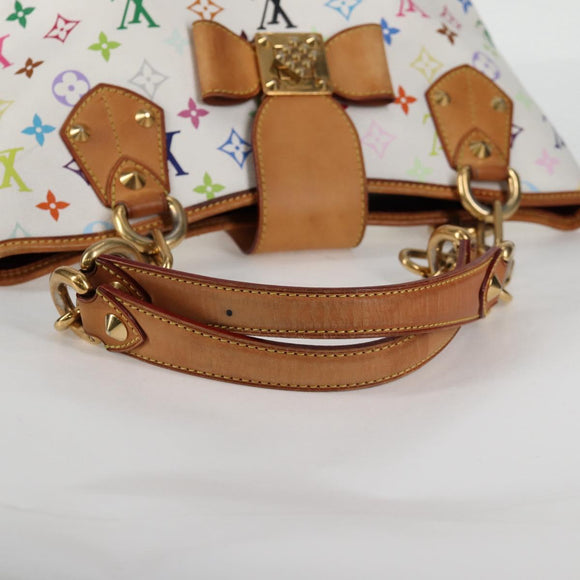LOUIS VUITTON Monogram Multicolor Annie MM Tote Bag White M40307 LV Auth BD2040