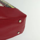 BURBERRY Nova Check Tote Bag Wool Red Silver Auth BD2042-15