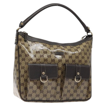 GUCCI GG Crystal Shoulder Bag Coated Canvas Outlet Brown Gold 293581 Auth BD2044