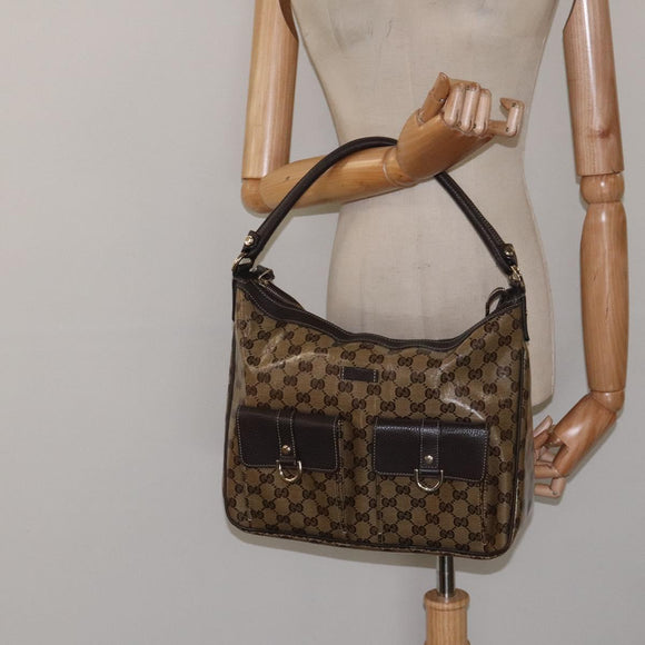 GUCCI GG Crystal Shoulder Bag Coated Canvas Outlet Brown Gold 293581 Auth BD2044