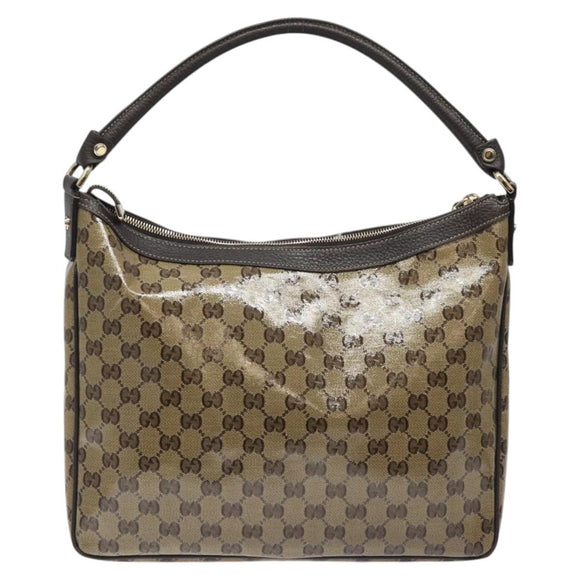 GUCCI GG Crystal Shoulder Bag Coated Canvas Outlet Brown Gold 293581 Auth BD2044