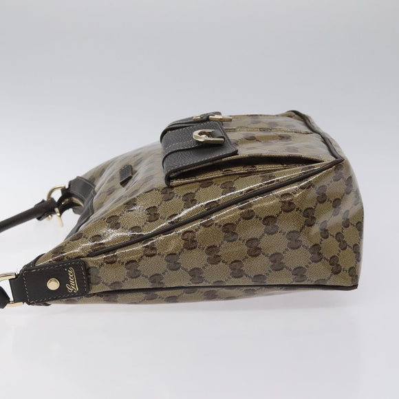 GUCCI GG Crystal Shoulder Bag Coated Canvas Outlet Brown Gold 293581 Auth BD2044