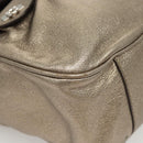 Salvatore Ferragamo Gancini Bag Leather Champagne Gold Silver Auth BD2047-9