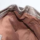 Salvatore Ferragamo Gancini Bag Leather Champagne Gold Silver Auth BD2047-17