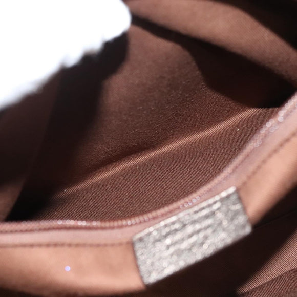 Salvatore Ferragamo Gancini Bag Leather Champagne Gold Silver Auth BD2047