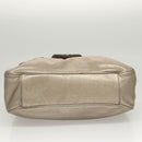 Salvatore Ferragamo Gancini Bag Leather Champagne Gold Silver Auth BD2047-5