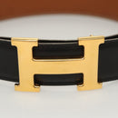 HERMES Constance Belt Leather 22.8""-24.8"" Black Gold Auth BD2074-6