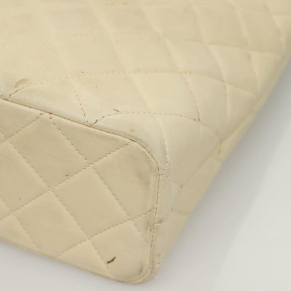 CHANEL Matelasse Chain Tote Bag Lamb Skin Beige CC Auth BD2075