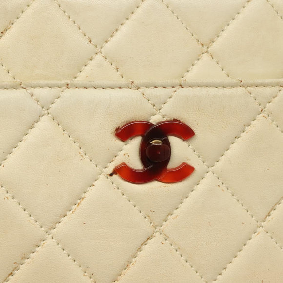 CHANEL Matelasse Chain Tote Bag Lamb Skin Beige CC Auth BD2075