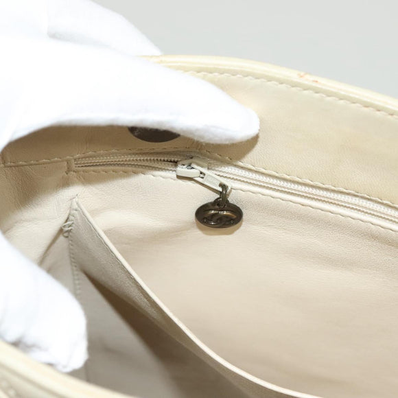 CHANEL Matelasse Chain Tote Bag Lamb Skin Beige CC Auth BD2075