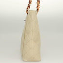 CHANEL Matelasse Chain Tote Bag Lamb Skin Beige CC Auth BD2075-3