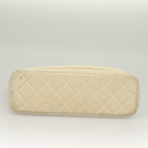 CHANEL Matelasse Chain Tote Bag Lamb Skin Beige CC Auth BD2075