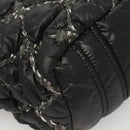 CHANEL Chain Paris Byzantine Shoulder Bag Nylon Black Silver CC Auth BD2076-10