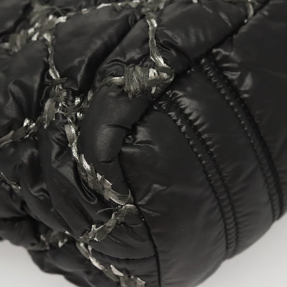 CHANEL Chain Paris Byzantine Shoulder Bag Nylon Black Silver CC Auth BD2076