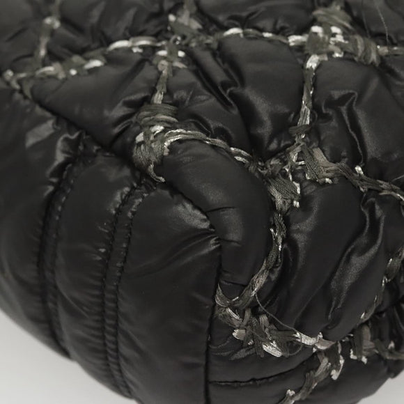 CHANEL Chain Paris Byzantine Shoulder Bag Nylon Black Silver CC Auth BD2076