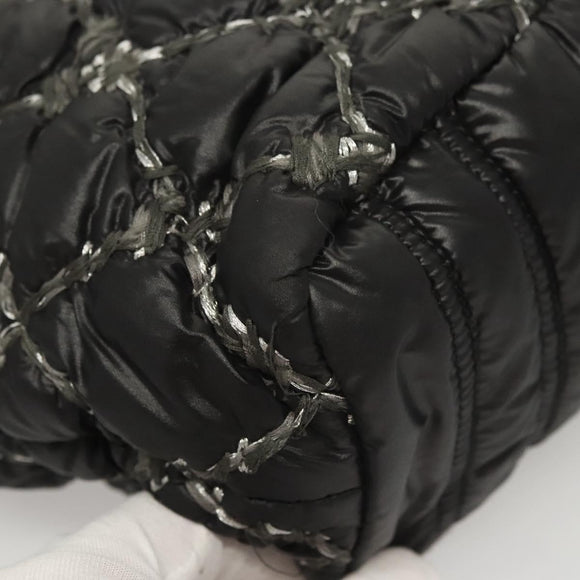 CHANEL Chain Paris Byzantine Shoulder Bag Nylon Black Silver CC Auth BD2076