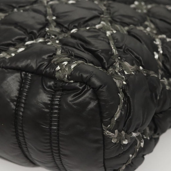 CHANEL Chain Paris Byzantine Shoulder Bag Nylon Black Silver CC Auth BD2076