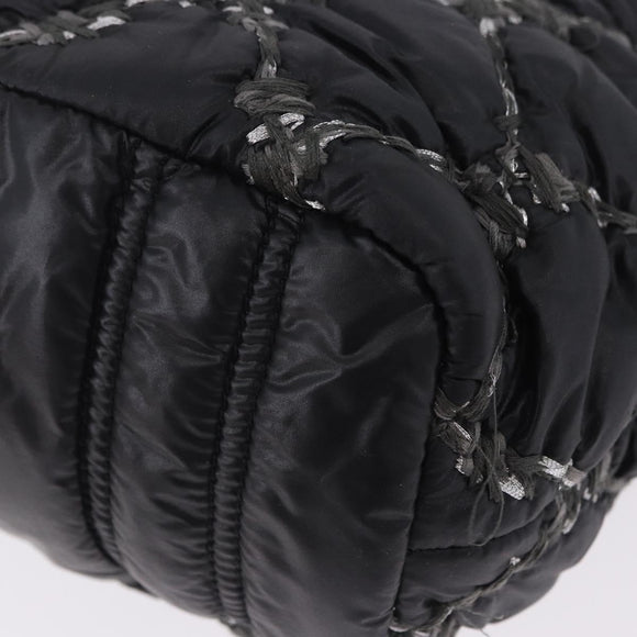 CHANEL Kette Paris Byzantine Schultertasche Nylon Schwarz Silber CC Auth BD2076