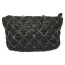 CHANEL Chain Paris Byzantine Shoulder Bag Nylon Black Silver CC Auth BD2076-2