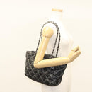 CHANEL Chain Paris Byzantine Shoulder Bag Nylon Black Silver CC Auth BD2076-22