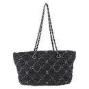 CHANEL Kette Paris Byzantine Schultertasche Nylon Schwarz Silber CC Auth BD2076-2