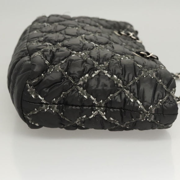 CHANEL Chain Paris Byzantine Shoulder Bag Nylon Black Silver CC Auth BD2076