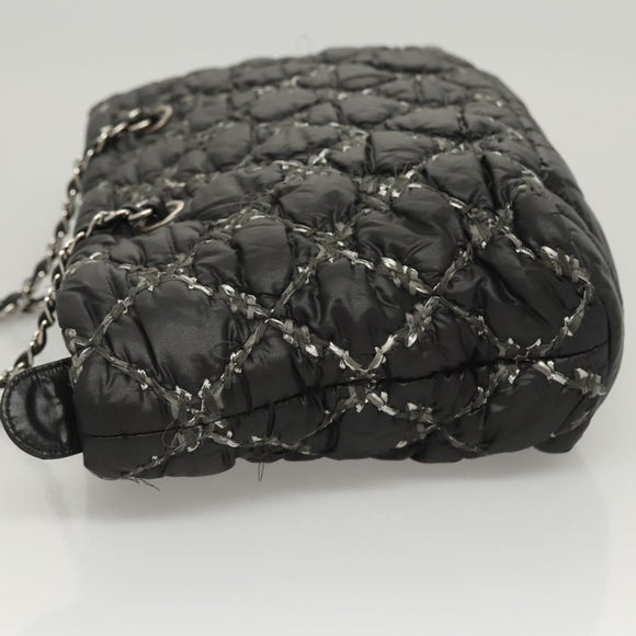 CHANEL Chain Paris Byzantine Shoulder Bag Nylon Black Silver CC Auth BD2076
