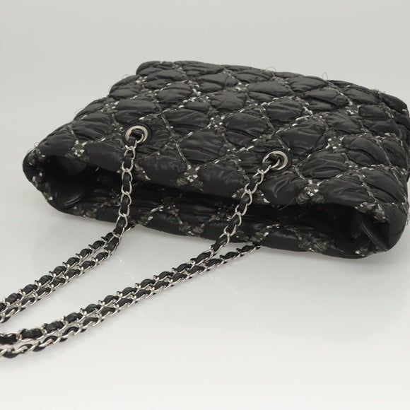CHANEL Chain Paris Byzantine Shoulder Bag Nylon Black Silver CC Auth BD2076