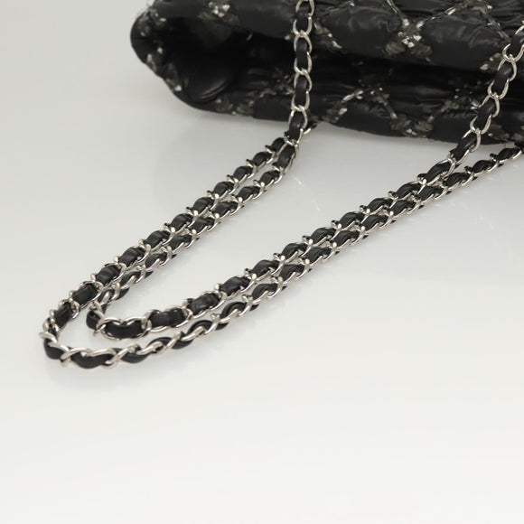 CHANEL Chain Paris Byzantine Shoulder Bag Nylon Black Silver CC Auth BD2076