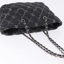 CHANEL Kette Paris Byzantine Schultertasche Nylon Schwarz Silber CC Auth BD2076-7