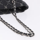 CHANEL Kette Paris Byzantine Schultertasche Nylon Schwarz Silber CC Auth BD2076-8