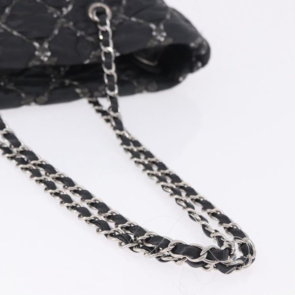 CHANEL Kette Paris Byzantine Schultertasche Nylon Schwarz Silber CC Auth BD2076