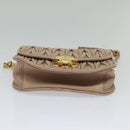 Miu Miu Matelasse Chain Shoulder Bag Leather Beige Gold Auth BD2077-5